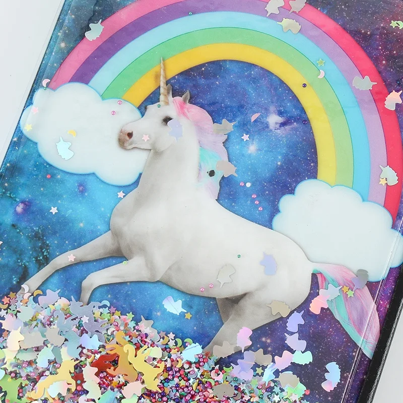 Custom size clear Oil  PVC plastic cover notebook liquid cute girl school book