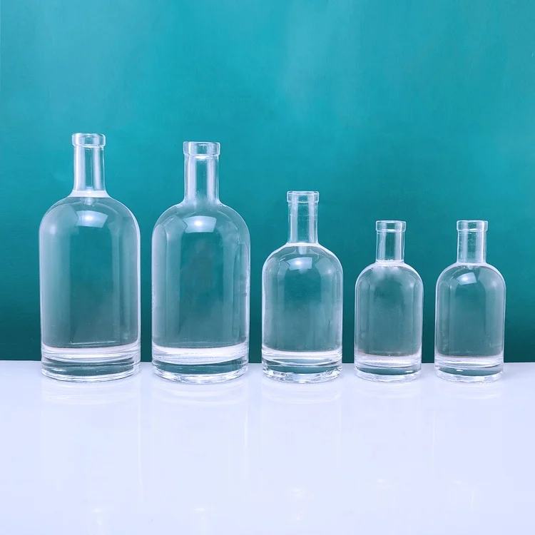 Manufacturer Fashion Design Round Liquor Spirits 500ml Vodka 70cl clear Whiskey 750ml empty bottle Custom Glass Bottles