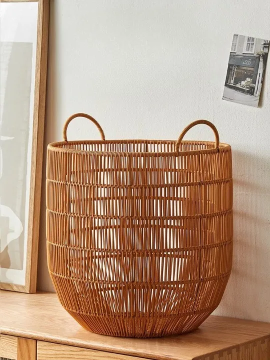 Handmade Anti-Rust Rattan Storage Basket Bamboo Woven Laundry Basket for Dirty Clothes Home & Guest Room-New Product