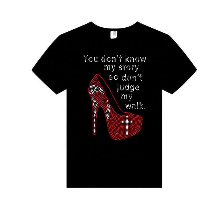 shoes design iron on rhinestone heat transfer motif customized design for T-shirt