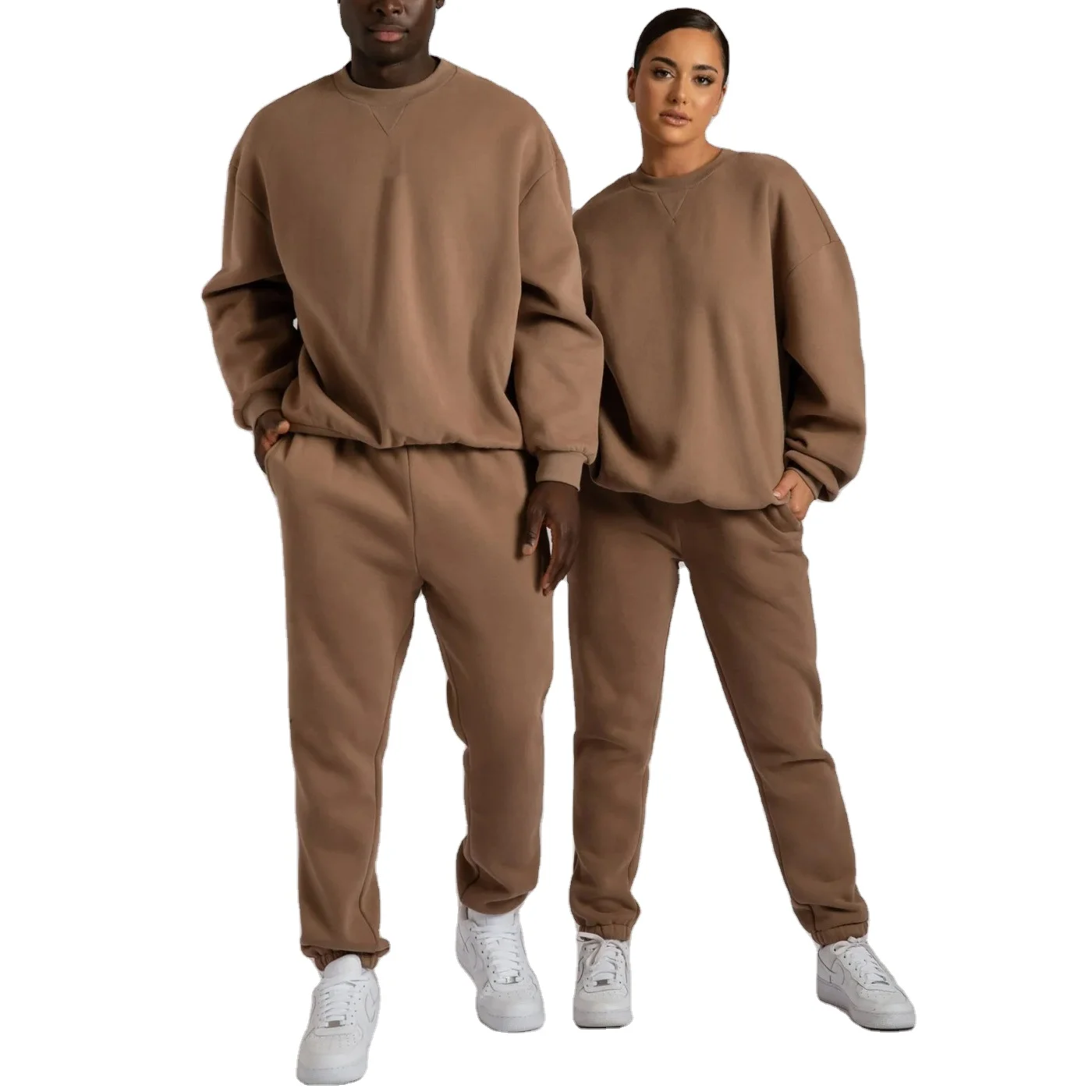 custom logo crew neck sweatsuits oversized velour training tracksuit joggers set  mens clothing sets luxury casual