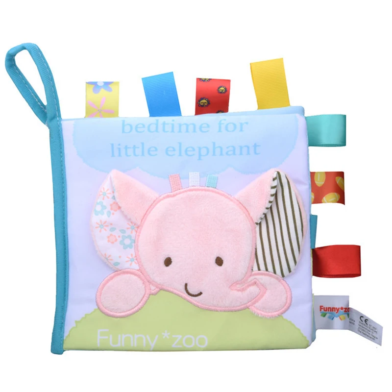 2019 Animal three-dimensional Baby Cloth Book early Baby Toys Education tear not rotten Baby Cloth Book bell toy