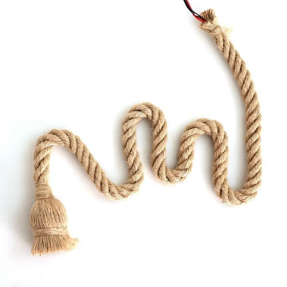Vintage Hemp Rope Electric Cord Wire for DIY E27 Edison Bulb Pendant Light Decor Lamp Single Natural Jute Light Blub