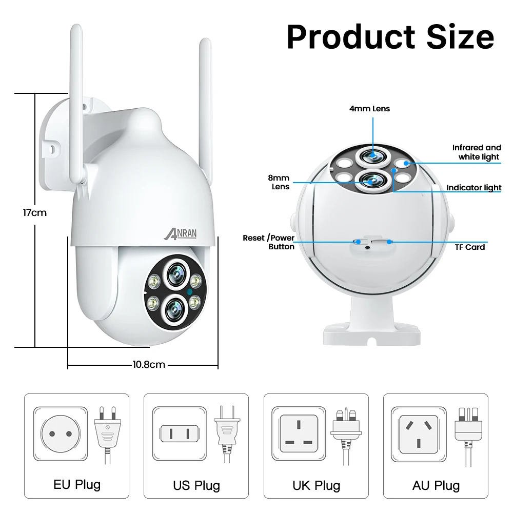 ANRAN outdoor 10X Optical Zoom surveillance cctv WIFI security camera system ptz IP Dual Lens network camera