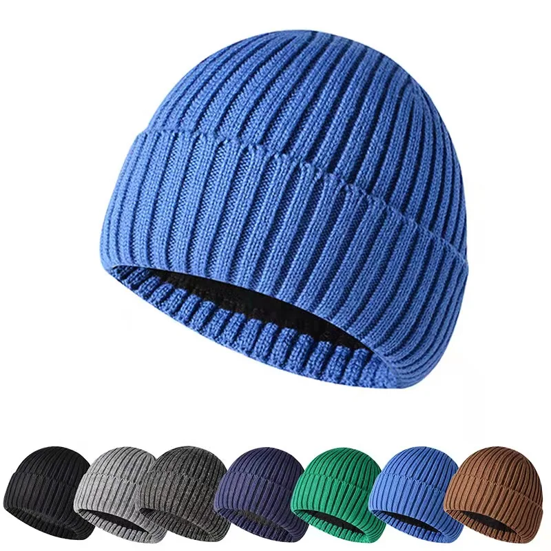 50%Polyester50%cotton Wholesale Embroidered Custom Logo Women Men Warm Knitted Beanie Winter Hat