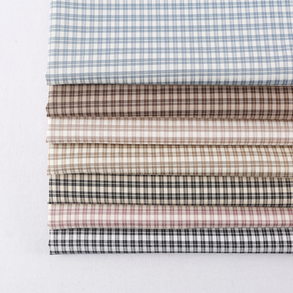 Professional Supply Women Casual Suits Shirts  Yarn Dyed Woven Fabric Plaid Spandex Dress Pattern Trousers Fabric