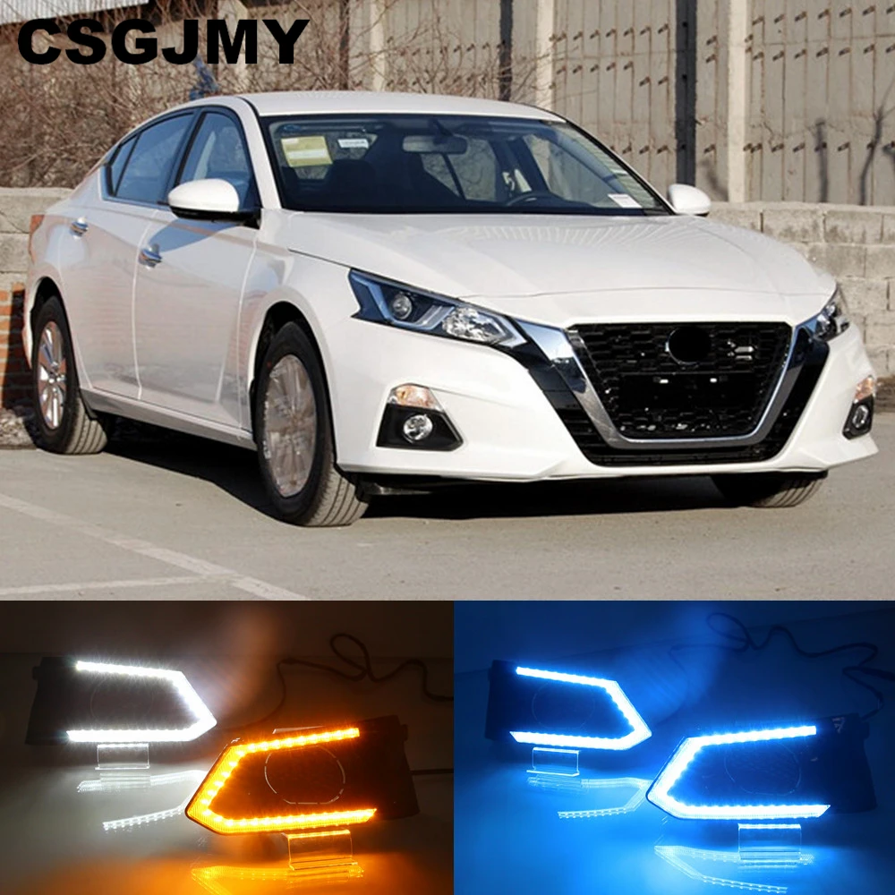 2PCS LED Daytime Running Light Waterproof Car LED DRL fog Lamp with Turn Signal style Relay For Nissan Altima Teana 2019 2020