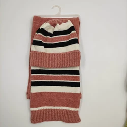 yarn dyed tip hat and scarf set neckerchief jacquard knitted hat stripe cotton neckerchief neckerchief scout custom