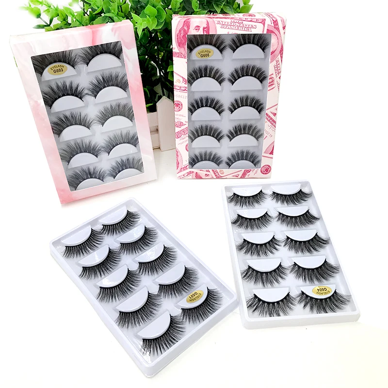 Wholesale Natural 3D False Eyelashes with Glitter Lashes Brushes Tweezers Custom Logo Marble Money 5 Pairs Eyelash Box