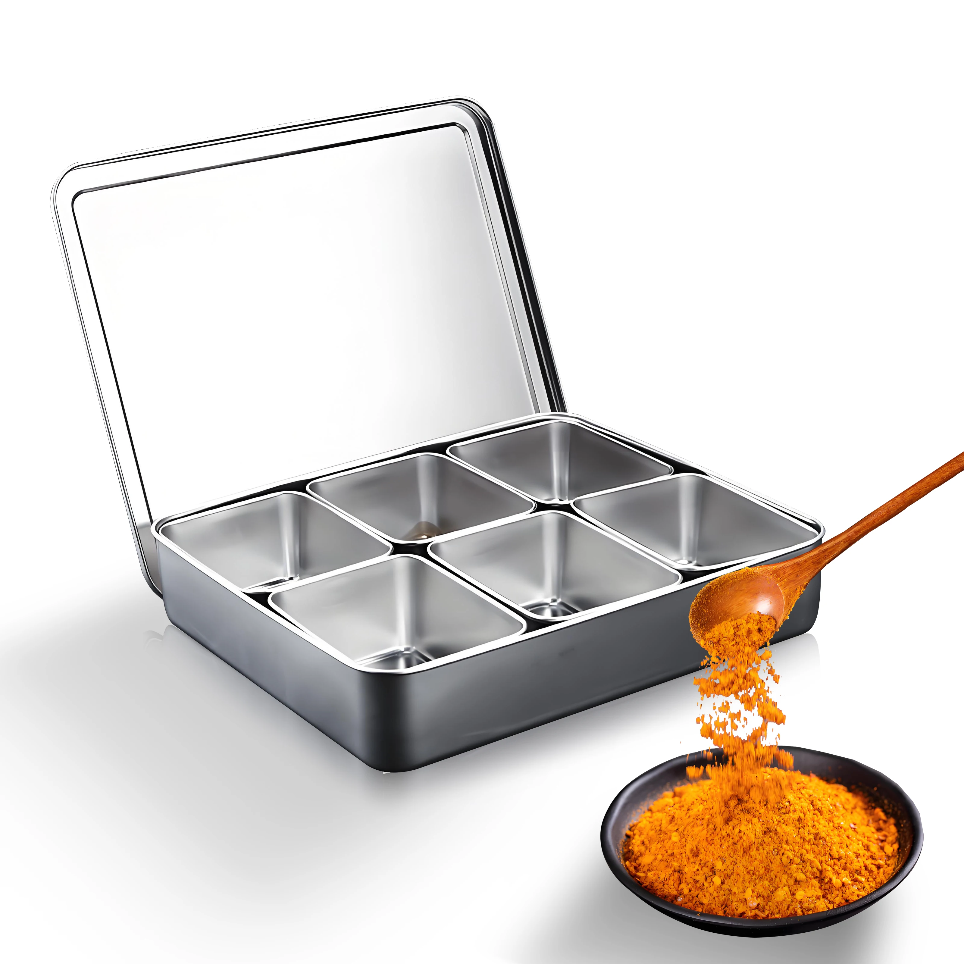 YITIAN Organizer Japanese 201 304 Stainless Steel Condiment Containers Seasoning Spice Pepper Shakers Box