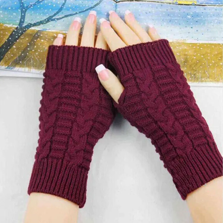 Knitted Wool Warm Arm Cover for Men Women Mid-length Ski Finger Fashion Arm Hand Gloves New Style Jacquard Autumn Winter Picture