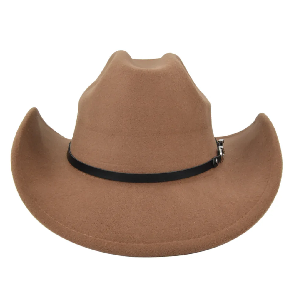 fashion classic women female red felt cowgirl hats western cattlemen cowboy hat with leather band