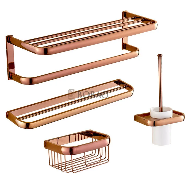 Luxury Bathroom Hardware Pendant Rose Gold Wall Mounted Brass Bathroom Accessories Set