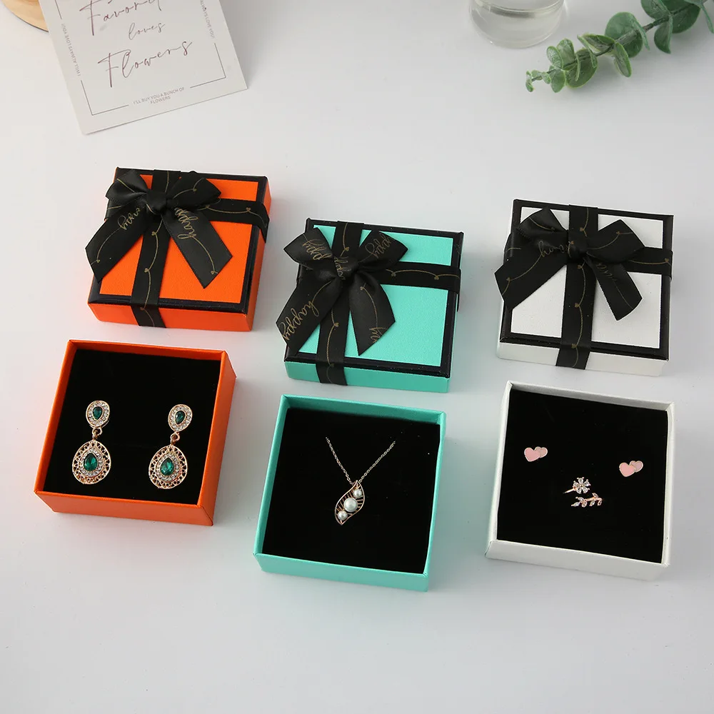 Hot Sale Wholesale Luxury Custom logo Paper Packaging Gift Jewelry Box with Bow and Bag