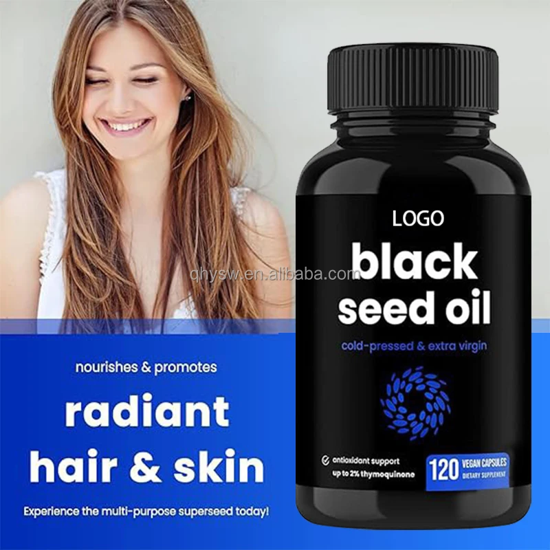 OEM ODM Black Seed Oil Capsules Organic Healthcare Supplement Boost lmmunity  Black Seed Oil Capsules For Hair Growth
