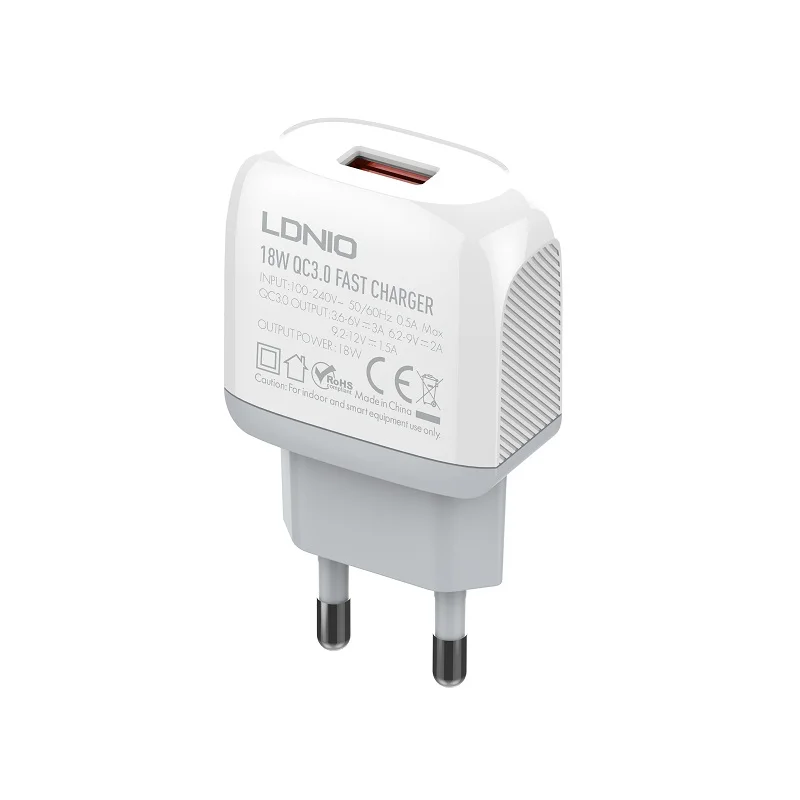 Быстрое зарядное устройство A1307Q LDNIO QC3.0 с одним USB-портом домашнее для iPhone 13/ Samsung мобильный телефон