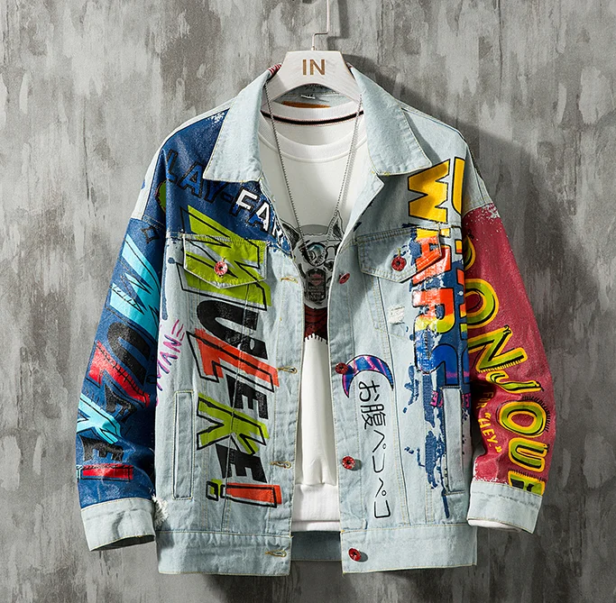 LILUO 2024 Popular vintage ink Korea style indigo blue hippie washed destroy denim men jackets