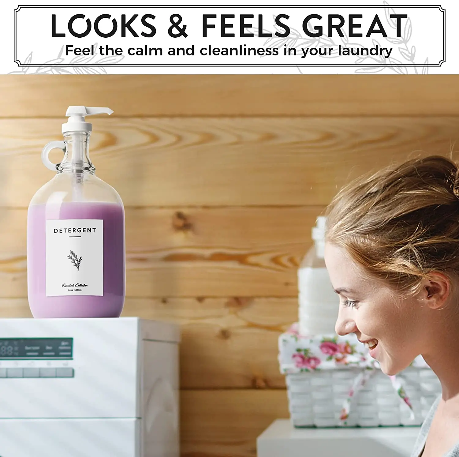 Laundry Detergent Dispenser - Glass Laundry Detergent Dispenser for Soap Bleach Softener - 1 Half Gallon Laundry Soap Dispenser
