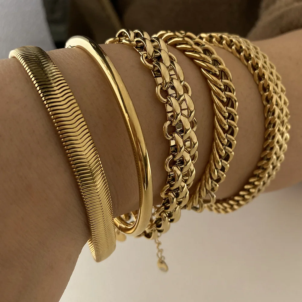 Низкая цена продажи регулируемый браслет из нержавеющей стали 18K золото женский с цепочкой