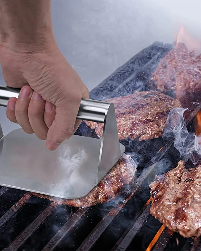 Stainless Steel Square Burger smasher Non-Stick Bacon Grill  Press Burger Professional Griddle Accessories Kit