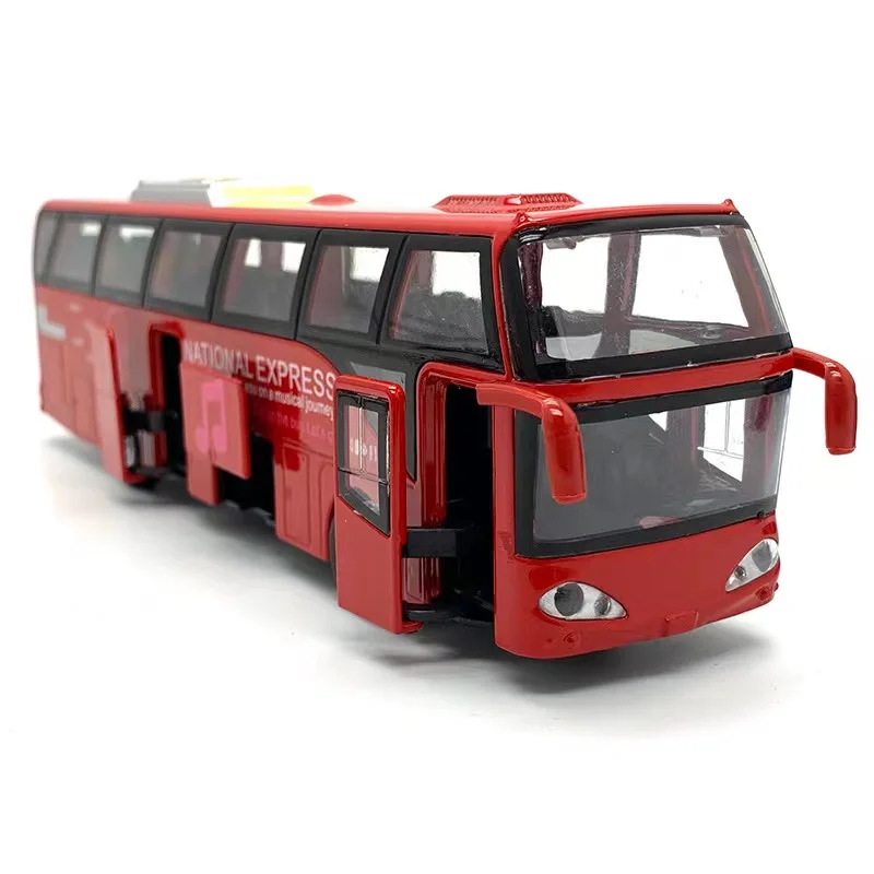 Doors open Pull Back OEM ODM high quality christmas gift children diecast metal model bus big kids toy bus