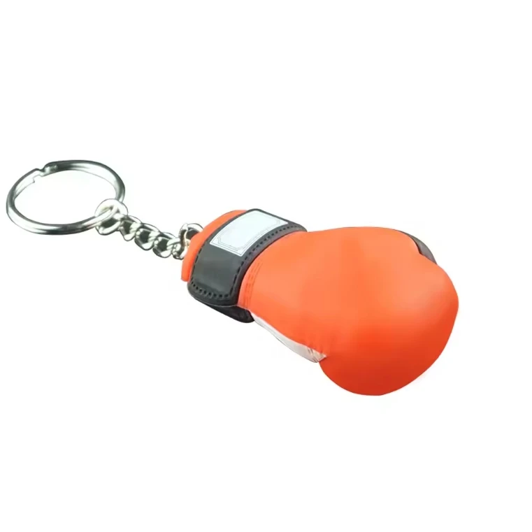 Promotional  Custom Color Pu Leather Key Rings Mini Boxing Glove Circle Shaped  Key chain