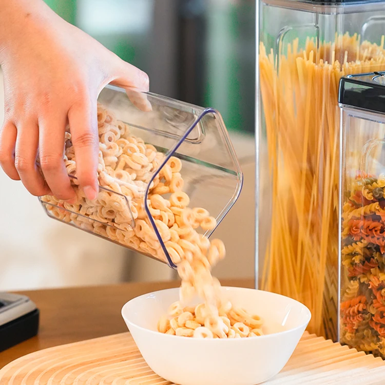 wholesale kitchen large clear plastic airtight vacuum food cereal coffee storage container jar pantry organizer box date lid