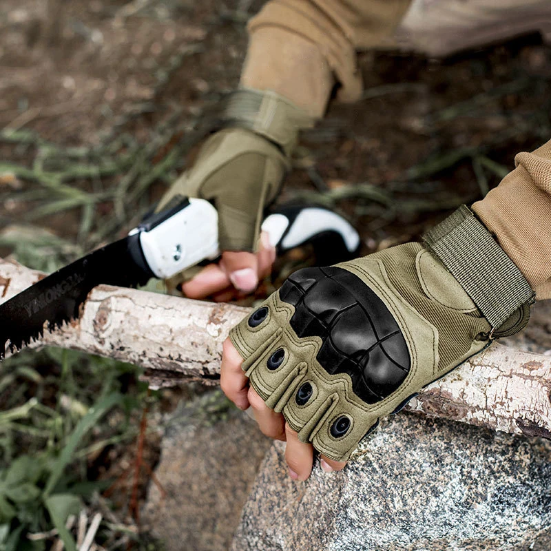 Wholesale Fingerless Motorcycle Riding Gloves Crash Resistant Safety Tactical Gloves Rescue Out Door Training Climbing Gloves