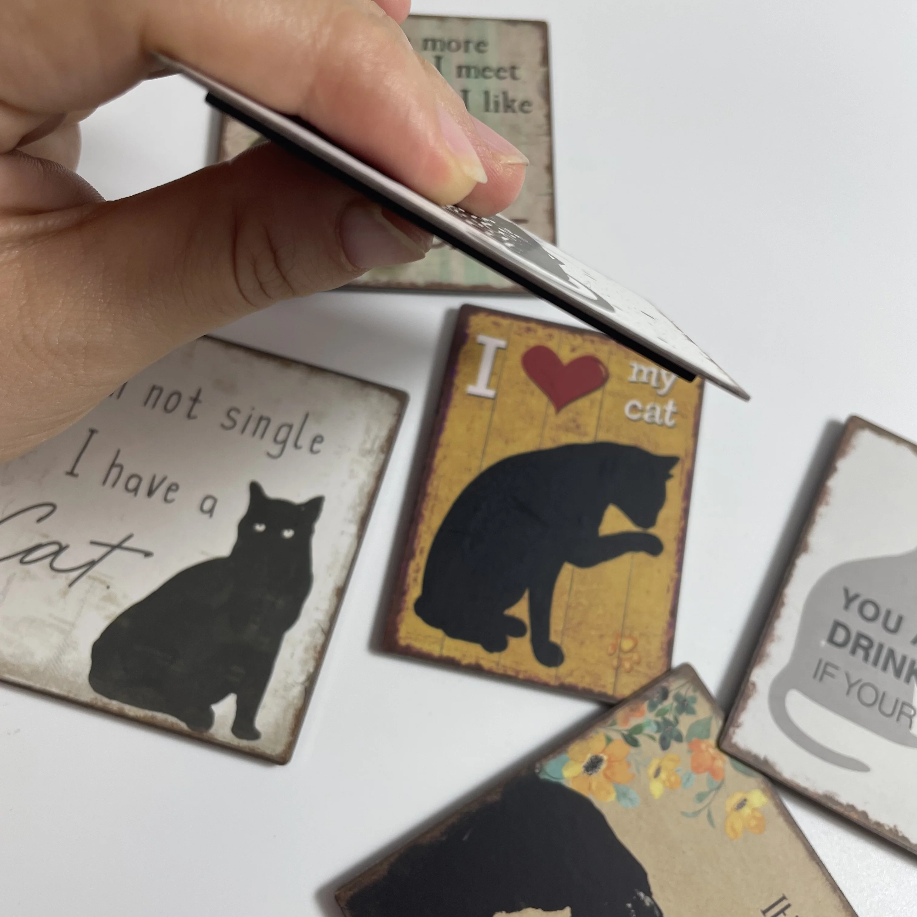 Mini Tin Sign With Magnet For Kitchen Dog Fridge Magnet Retro Metal Fridge Magnet