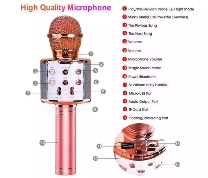 cheapest WS858L colourful led light microphone wireless speaker portable speaker within FM HIFI outdoor speaker for KTV speach