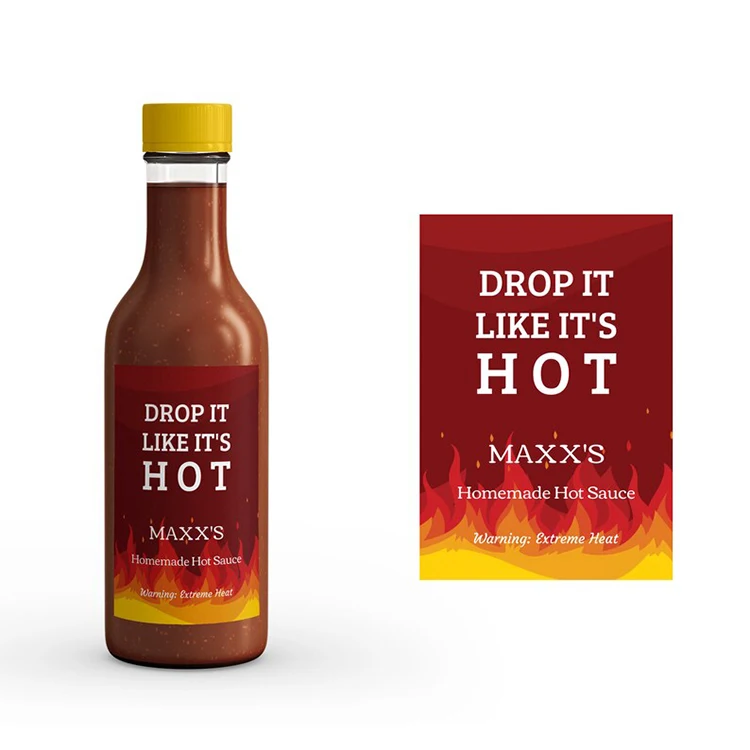 bulk quantity custom waterproof CMYK printing hot sauce label for sauces manufacturing company