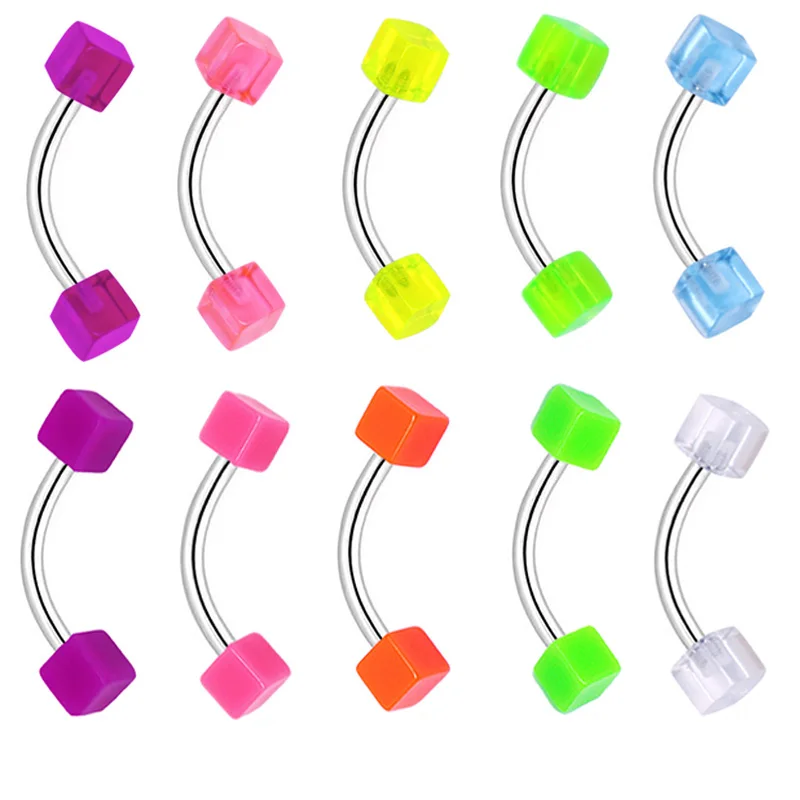 Getta Ready to Ship Steel Color Ball End Curved Barbell Bridge ERL Tongue Ring Snake Eyes  piercing jewelry