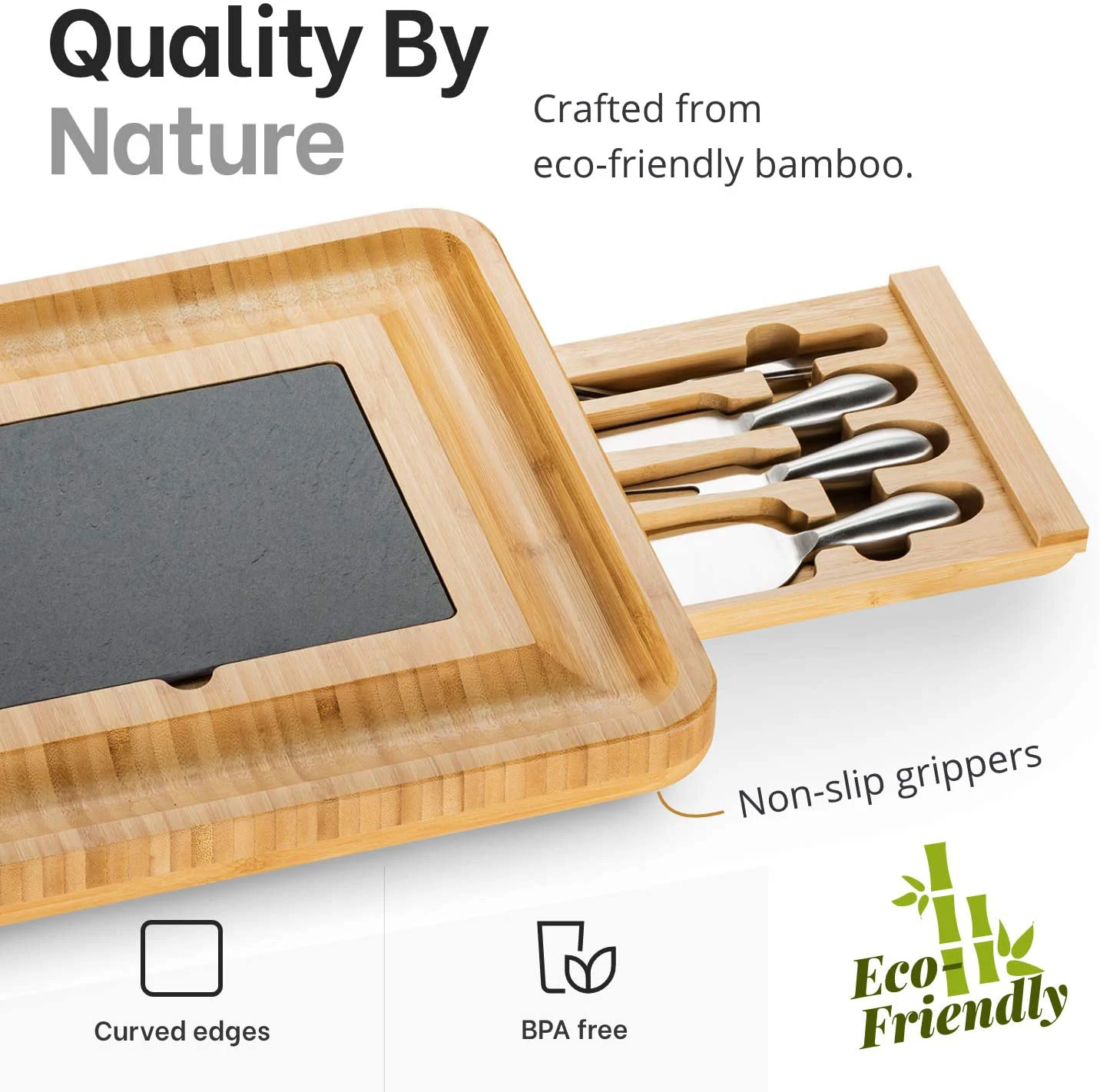 Bamboo Wood Charcuterie Cheese Board Set Serving Tray With 12 Cheese Utensils