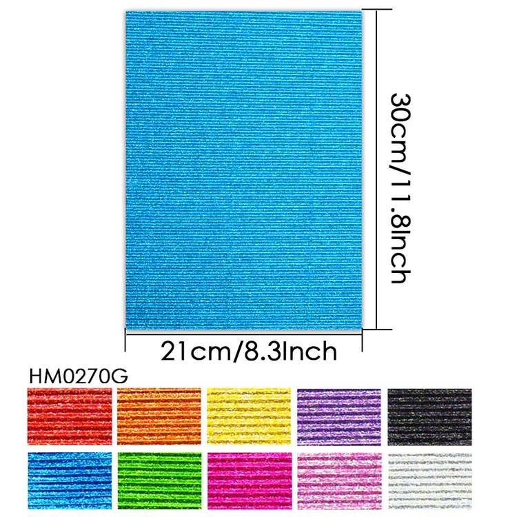 Foska Multi Bright Colors 270gsm Premium Sparkly Card Stock Corrugated Paper for Crafts Card Making Scrapbooking DIY Projects