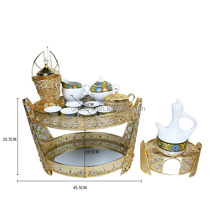 2021 hot sale ethiopian rekebot tea set with fancy porcelain tea cup and saucer