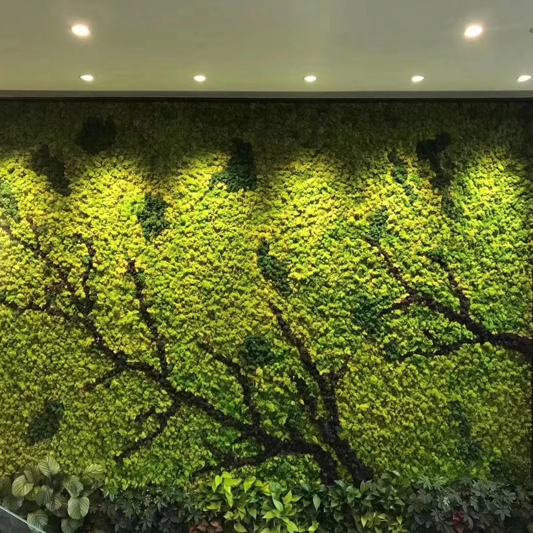 Green preserved moss wall Custom vertical garden hedge fence wall artificial green plant wall