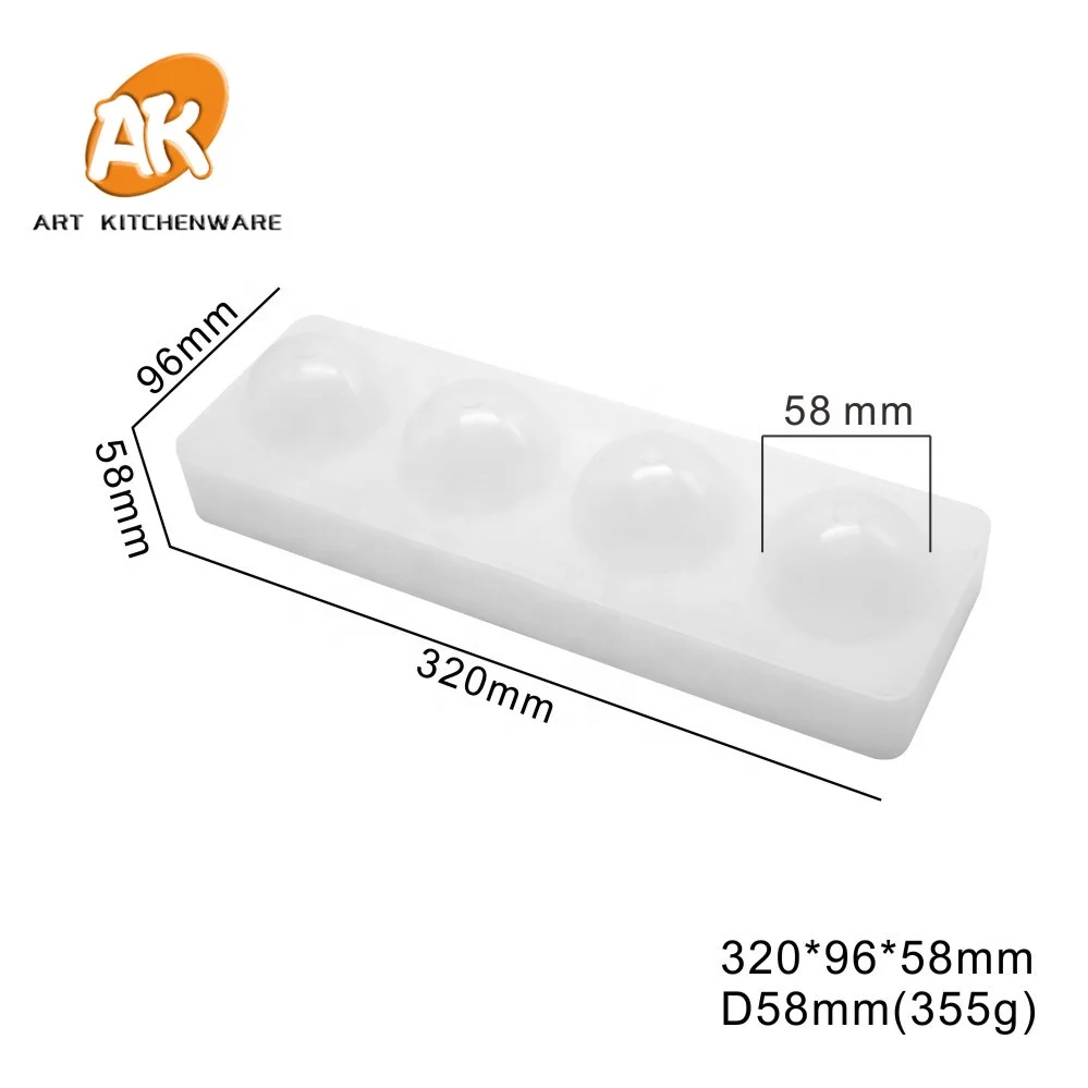 AK 4 Cavities Ball Silicone Moulds Mousse Cake Molds DIY French Dessert Tools for Bakery Silicon Jelly Moulds MC-73