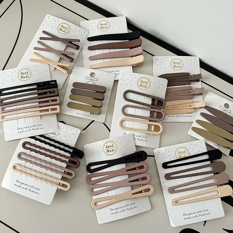 4pcs/set Metal Duckbill Hairpin Melting Vintage Nude Color No Bend Hair Clips For Woman Girls Makeup Salon Hair Accessories