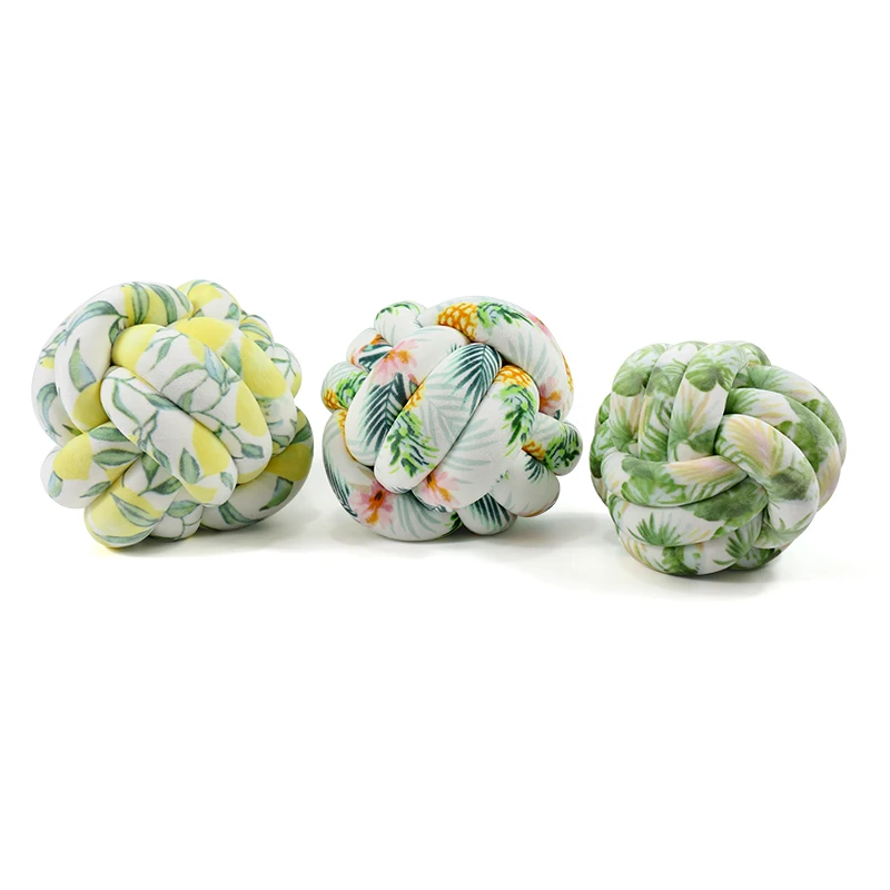 Unique design handmade knot cushion lemon flower printed elegant cozy toy for home decor