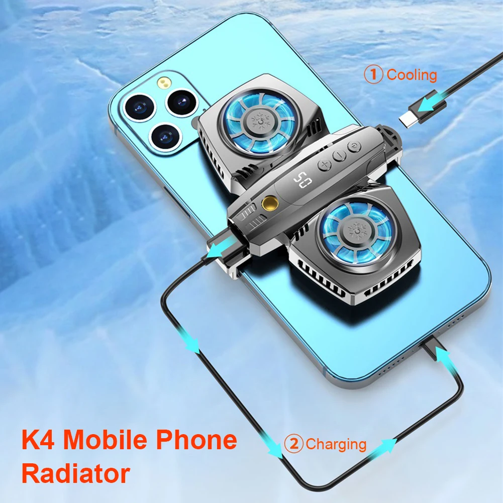 Laudtec Gaming Radiator Temperature Display Heat Sink Semiconductor Dual Mobile Cooling Fan for Mobile Phone Cooler