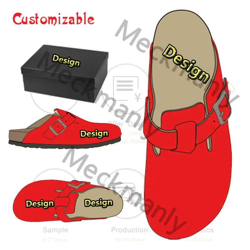 Clogs Mules Cow Suede Logo Custom Support New Women Casual Genuine Leather Mules Unisex Clogs Cork Slippers