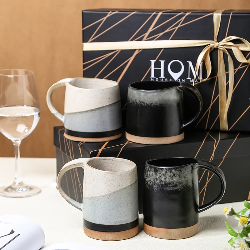 Wholesale vintage matte cafe drinkware custom stoneware mug gift ceramic coffee cup set latte coffee mug