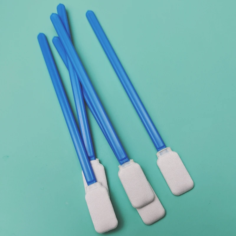 714 Lint Free Blue Handle Flat Rectangle Cleanroom Polyester Swab for Printer Cleaning