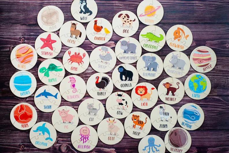 Educational Animal Puzzle Flash Cards Woodland Farm Wild Marine Inhabitants Animal Planet Cards Toddler Toys 2 Year Old Toys