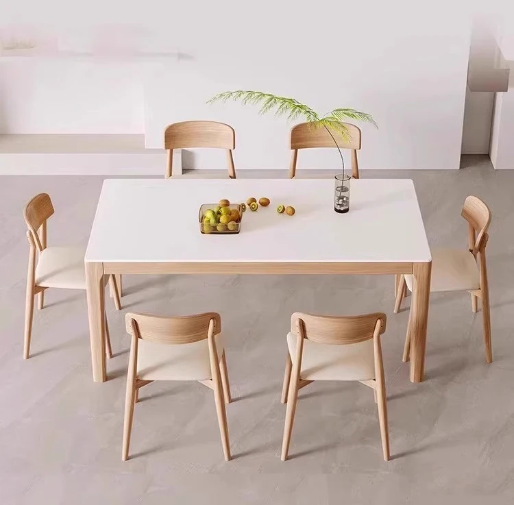 Modern Dining Room Furniture Wood Square Bamboo Dining Room Sets Dining Table With 4 Chairs For Restaurant
