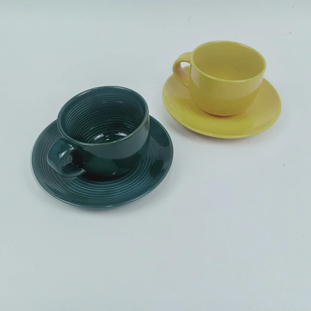 Tea cup and saucer set Color glazed tea cup set Ceramic coffee set