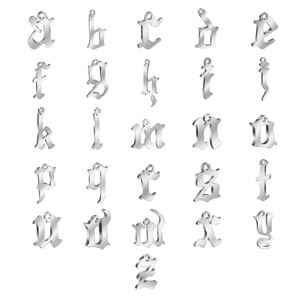 Stainless Steel Old English Pendant Initial Letter Pendants Charm Letters for Jewelry Making