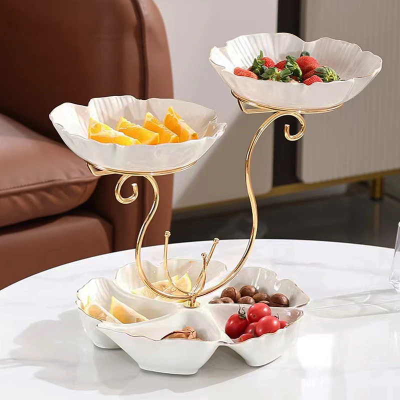 Luxury Porcelain Party Dessert Dishes Plates Ceramic 2/3 Layer Cake Stand Set Display Stand Fruit Plate For Wedding