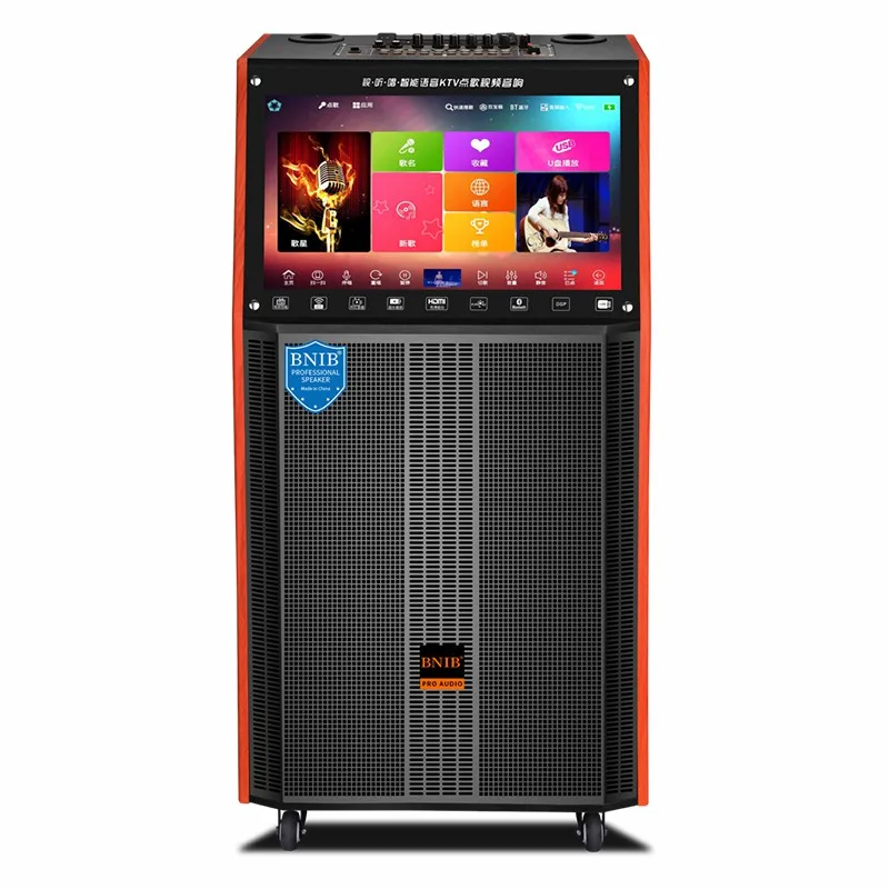 Trending Products 2022 ODM Screen Speaker Wooden Speaker Wireless Karaoke Loud Speaker For Party Stage Wholesale