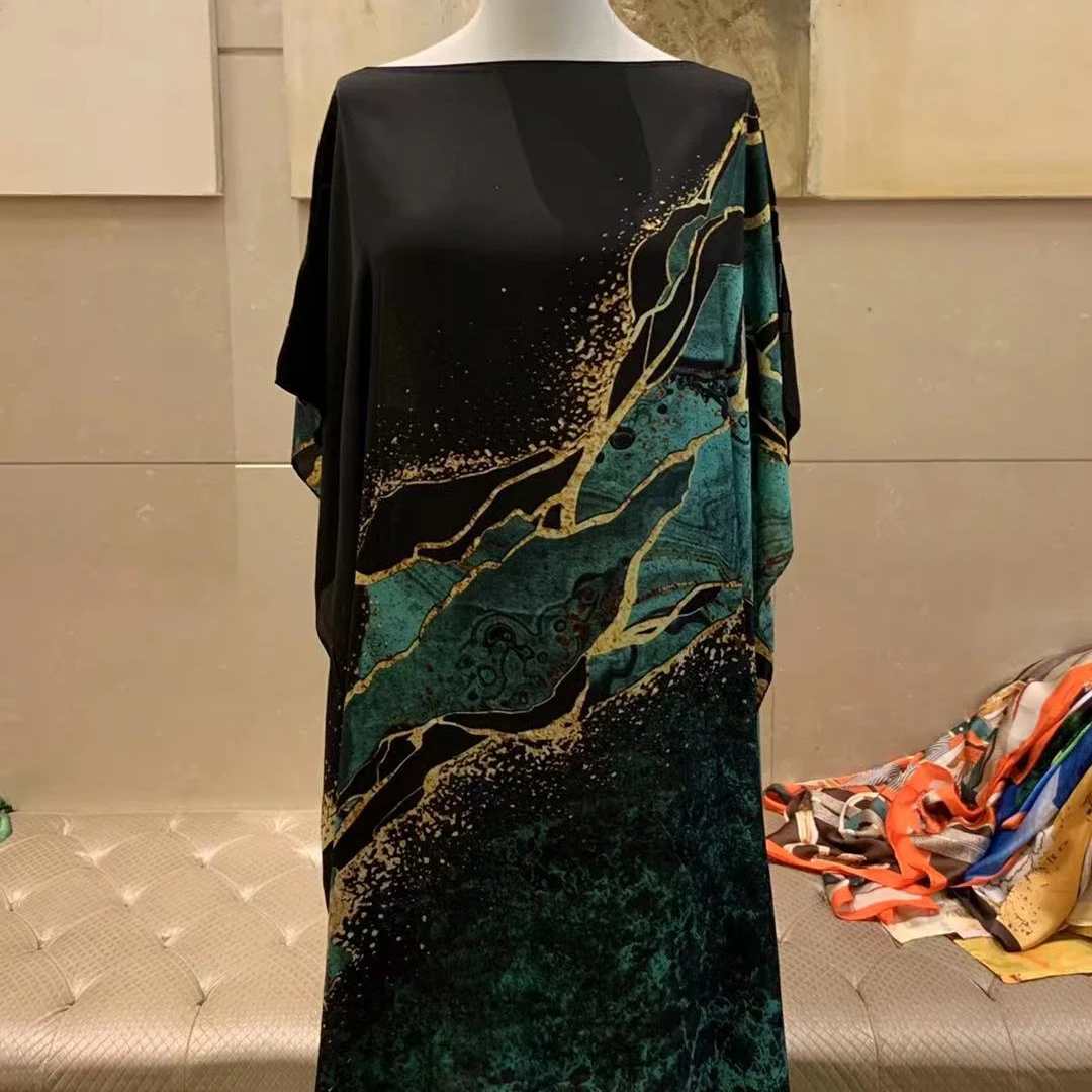 Нет MOQ быстрая доставка женские плюс размер шелковая одежда Кафтан платья